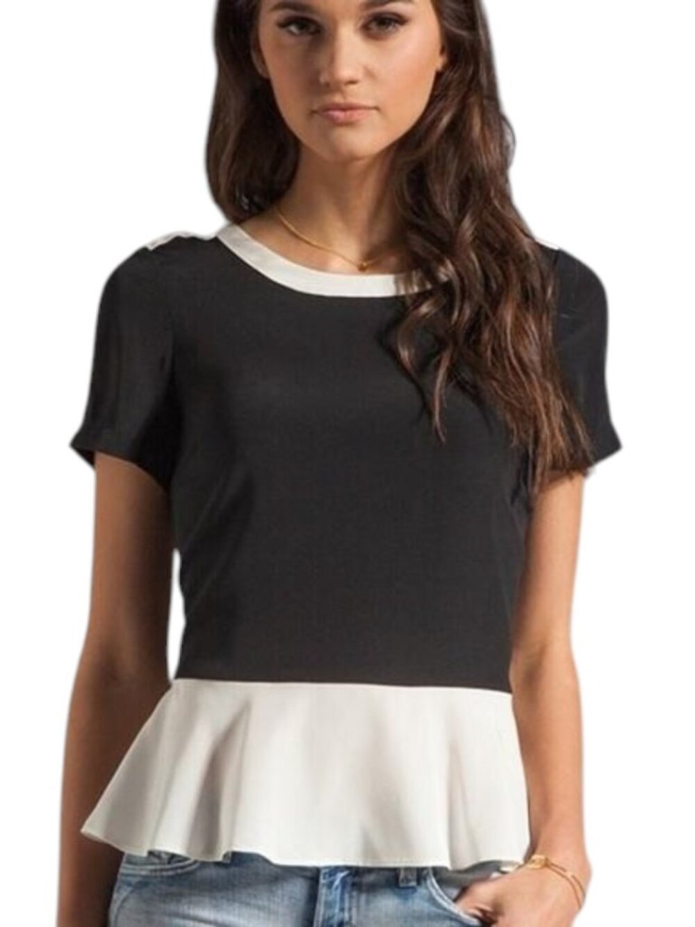 Marc by Marc Jacobs Blouse‎ Peplum Ruffle Women’s Size 6 Black 100% Silk